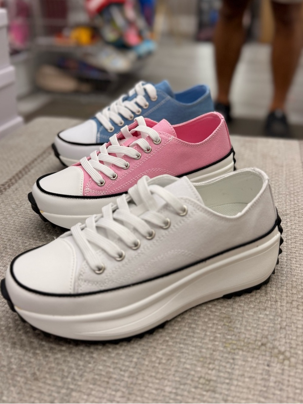Women's Blue Platform Canvas Sneakers - Picture 5 of 5